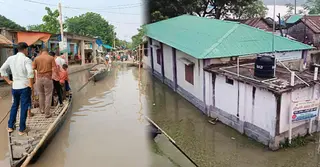 চাঁপাইনবাবগঞ্জের পদ্মা নদীর পানি বেড়ে প্লাবিত নিম্নাঞ্চল